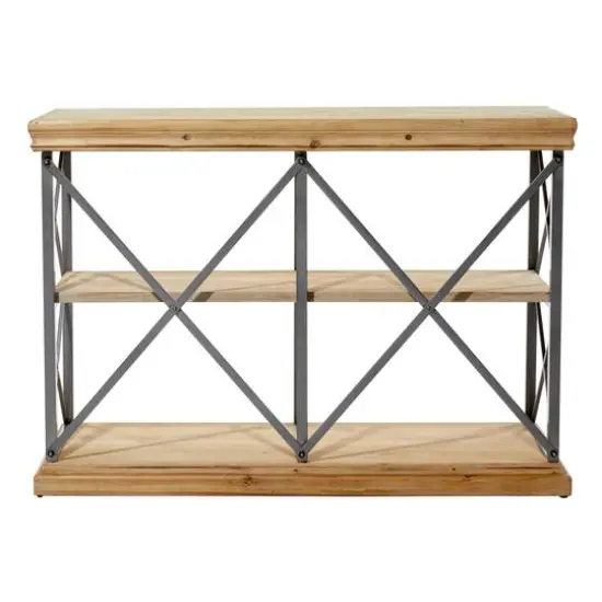 Brown Wood Industrial Shelving Unit, 34 " x 48 " x 17 " {7}