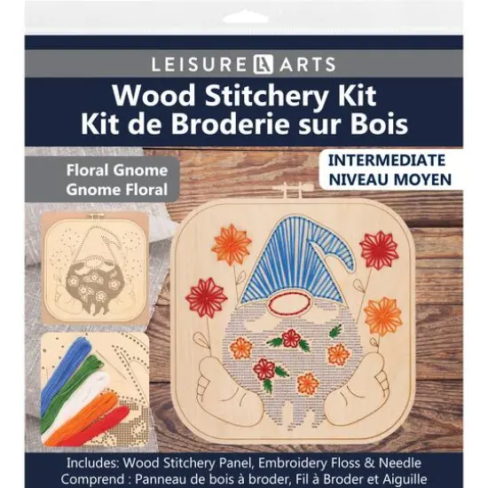 Leisure Arts&reg; Intermediate Floral Gnome Wood Stitchery Kit {1}