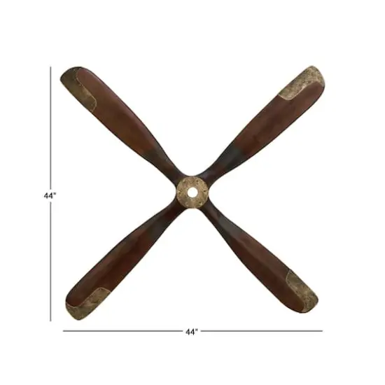 44" Brown Wood Industrial Propeller Wall Decor {5}