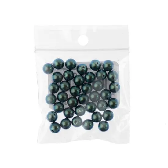 Preciosa Maxima 6mm Pearlescent Glass Nacre Pearls, 40ct.Peacock Green {3}