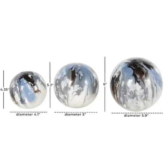 Blue, Brown & Cream Metal Abstract Swirl Orbs & Vase Filler Set {8}