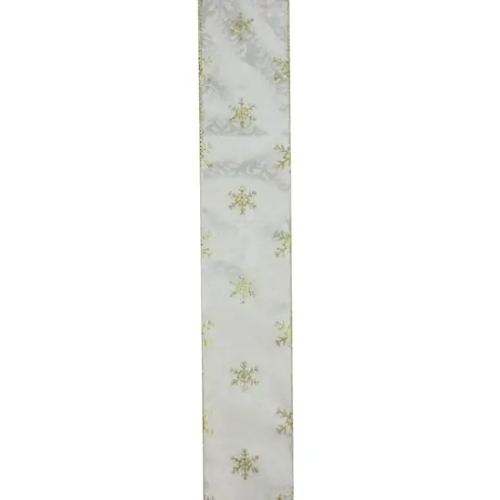 2.5" x 10yd. Wired Damask with Sparkling Snowflakes Christmas Ribbon {1}