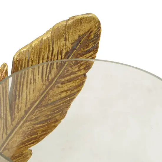 8" Gold Leaf Glass Traditional Candlestick Holder {5}