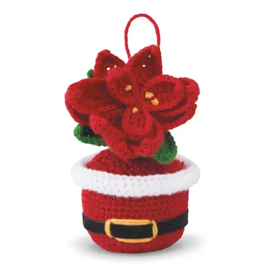 Intermediate Poinsettia in Santa Pot Amigurumi Crochet Ornament Kit by Loops & Threads&reg; {1}
