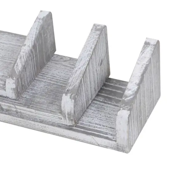 NEX&trade; Rustic White Wall-Mounted Wooden Floating Shelves Set {4}