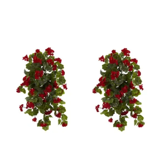 29" UV Resistant Geranium Artificial Hanging Plants, 2ct. {1}