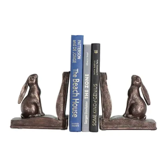 Hello Honey&reg; Rustic Bronze Rabbit on Book Bookends Set {5}