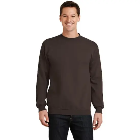 Port & Company&reg; Brights Core Fleece Crewneck Sweatshirt Dark Chocolate Brown {4}
