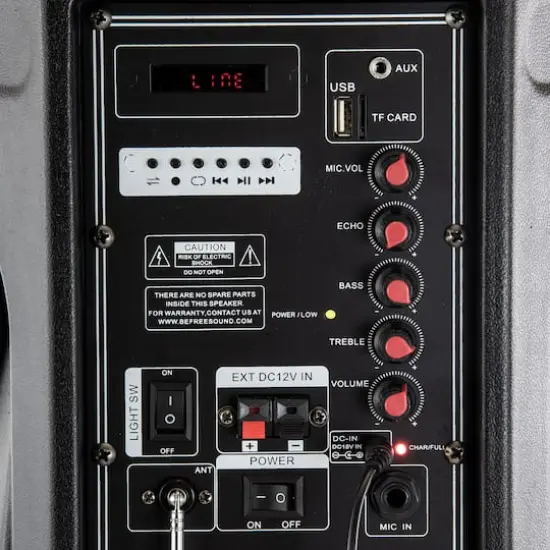 beFree Sound 12" 2500 Watt Bluetooth Portable Party PA Speaker With Illuminating Lights & USB {3}