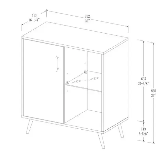 Walker Edison 30" Dark Walnut 1 Door Modern Wood Accent Cabinet {8}