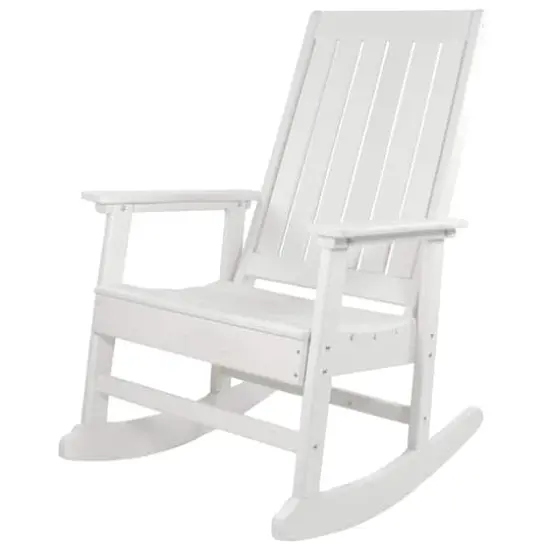 White All Weather Recycled Plastic Outdoor Rocking Chair {1}