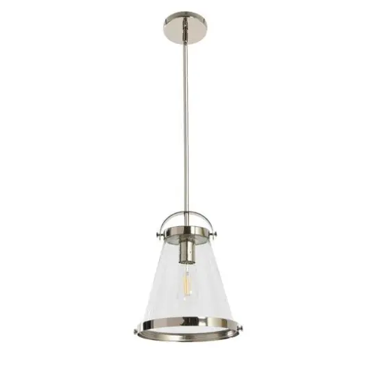Hello Honey&reg; Robert Stevenson Lighting Wesley Metal & Seedy Glass Ceiling Light Polished Nickel {11}
