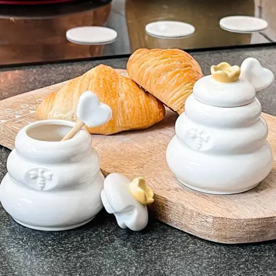 Kate Aspen&reg; Bee Hive Ceramic Mini Honey Jar & Dipper Set, 2ct. {8}