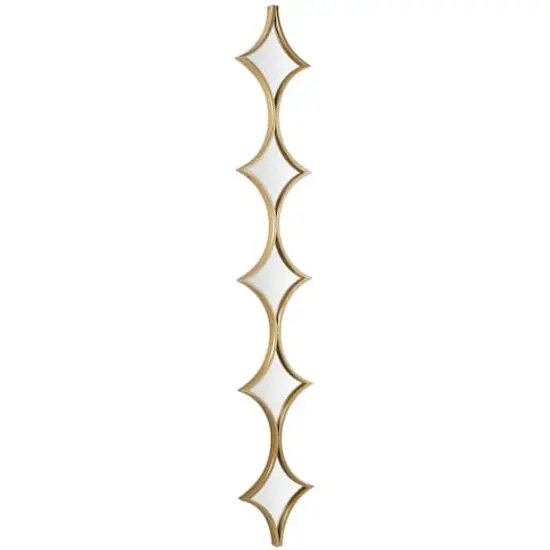Gold Metal Slim Stacked Chain 5 Layer Wall Mirror with Diamond Pattern 10" x 1" x 59" {3}
