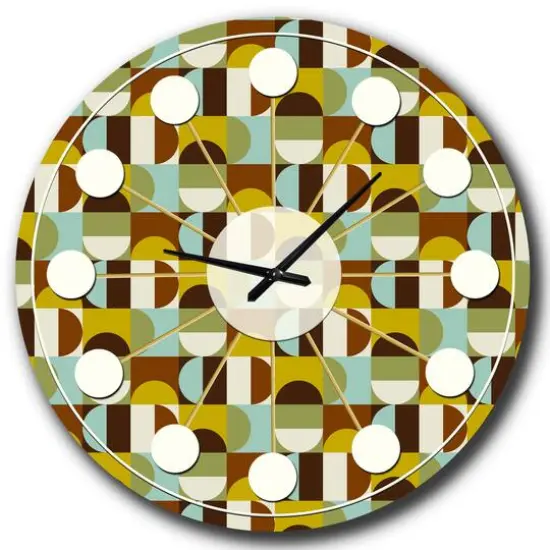 Designart 'Retro Polka Dots I Mid-Century Modern Wall Clock {4}