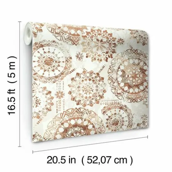 RoomMates Bohemian Medallion Peel & Stick Wallpaper Orange and White {8}