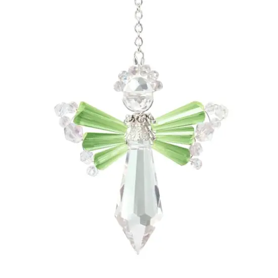 Solid Oak August/Peridot Birthstone Angel Crystal Suncatcher Ornament Kit {3}