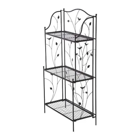Glitzhome&reg; 3-Tier Black Metal Plant Stand {7}