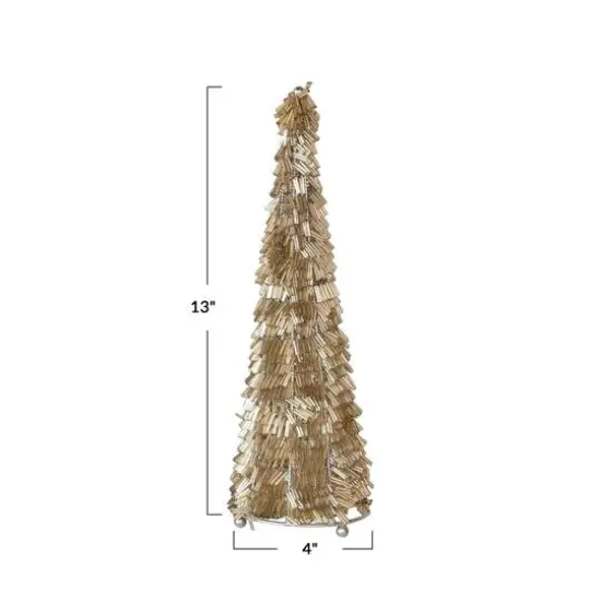 Hello Honey&reg; 13" Tall Gold & Nickel Wire & Glass Beaded Christmas Tree {5}