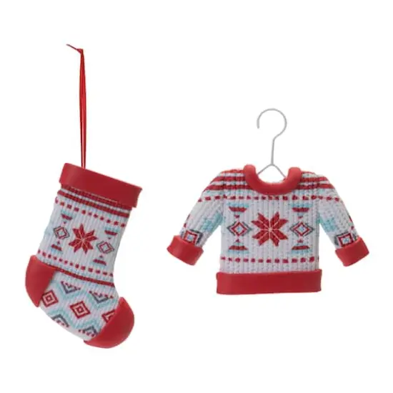 Nordic Stocking & Sweater Ornaments Set {3}