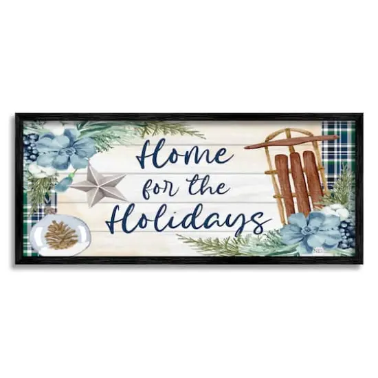 Stupell Industries Home For The Holidays Tartan Framed Giclee Art Black {1}