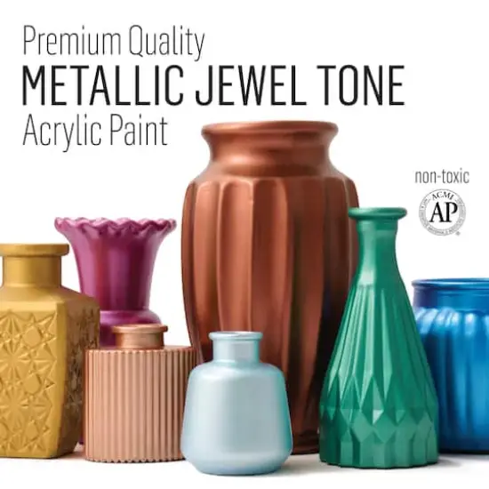 FolkArt&reg; Metallic&trade; Jewel Tone Paint & Brush Kit {5}