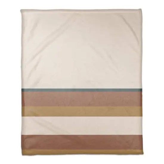 Tan Stripes 50" x 60" Coral Fleece Blanket {1}