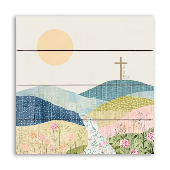 11.75" x 11.75" Colorful Risen Cross Pallet Wood Wall Art {1}