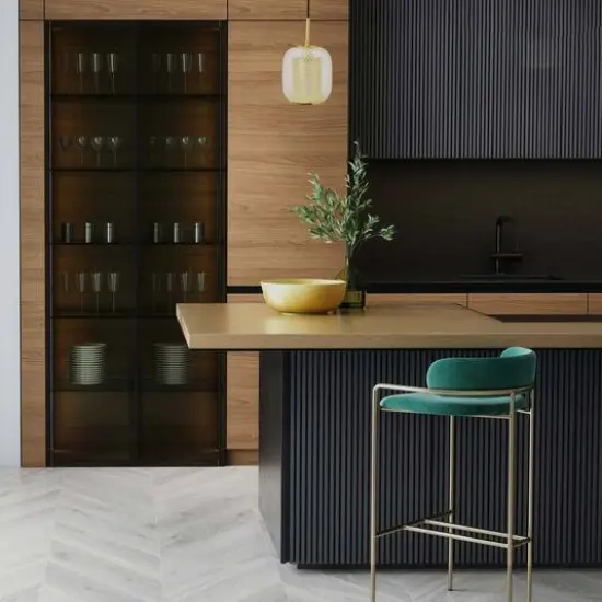 Hello Honey&reg; Clear & Gold Embossed Glass Shade Pendant Lamp with Brass Accents {5}