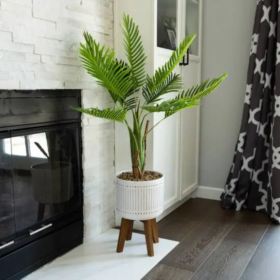 Flora Bunda&reg; Areca Palm 4ft. Planter On Wood Stand {4}
