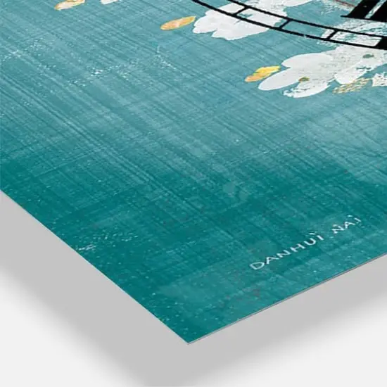 Designart Blue Cherry Blossoms I Lodge 3 Panel Wall Clock {4}