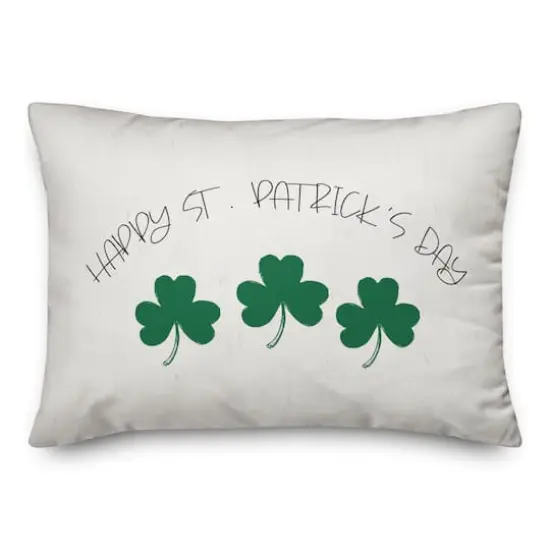 Happy Patricks Day Clover 14" x 20" Throw Pillow {1}