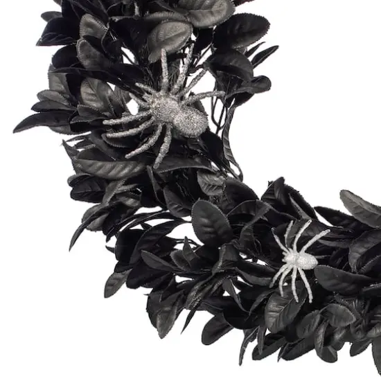 26" Black Leaves with Spiders Wreath by Ashland&reg; {4}