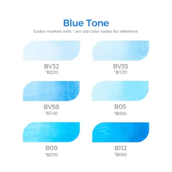 Ohuhu&reg; Honolulu Brush & Chisel Dual Tip Blue Tones Marker Set {3}