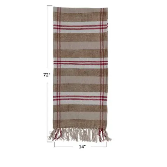 Hello Honey&reg; 6ft. Red, Tan & Cream Plaid Recycled Chenille & Cotton Table Runner {4}