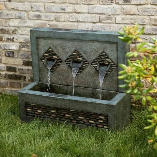 Glitzhome&reg; 2.5ft. Faux Concrete and Pebbles Outdoor LED Fountain {3}