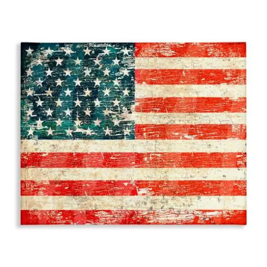 Stupell Industries Rustic American Flag Canvas Wall Art {1}