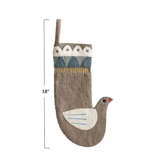 Hello Honey&reg; 18" Wool Felt Dove Shaped Stocking with Applique & Embroidery {4}