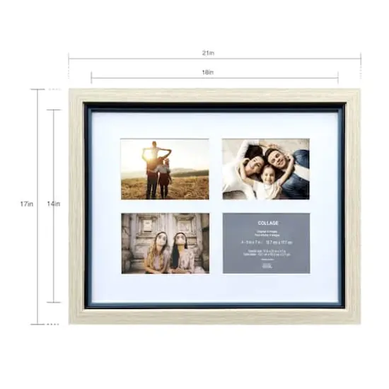 4 Opening 5" x 7" Natural Tan & Navy Collage Frame with Mat by Studio D&eacute;cor&reg; {4}