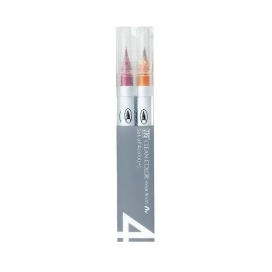 Kuretake Zig® Clean Color Real Brush™ 4 Color Marker Set, Deep {1}