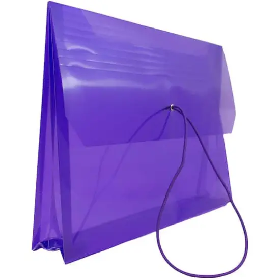 JAM Paper 9.75" x 13" Plastic Elastic Band Closure Expansion Envelopes, 12ct. Purple {5}