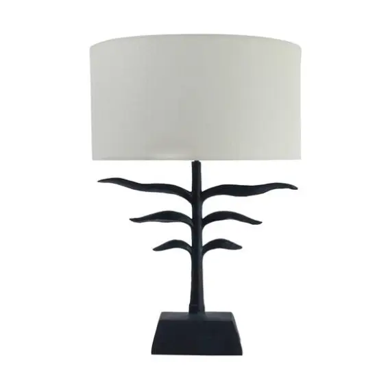 Hello Honey® 24" Black and Natural Leaf Shaped Table Lamp with Fabric Shade {1}