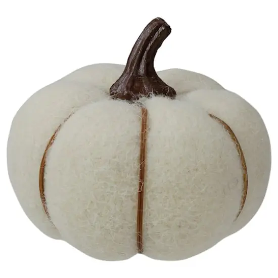 5" Cream & Brown Fall Harvest Tabletop Pumpkin {1}
