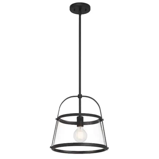 Hello Honey&reg; Fallon Black Vintage Metal & Clear Glass Ceiling Light {9}