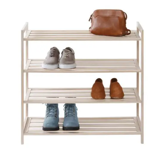Honey Can Do White Wash 4-Tier Bamboo Shoe Rack {5}