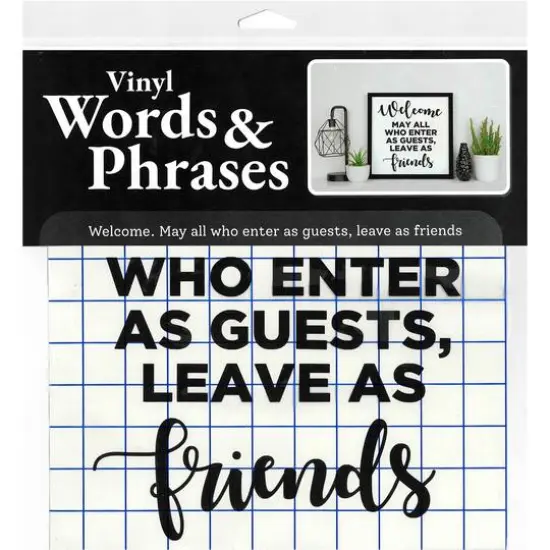 Leisure Arts&reg; Vinyl Matte Black Enter as Guests, Leave as Friends Decal {4}