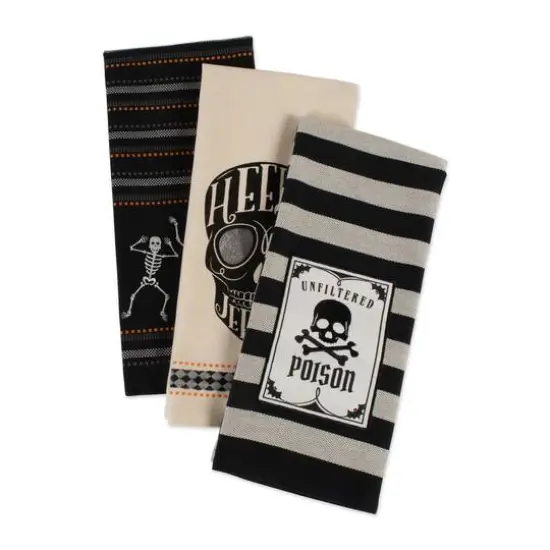 DII&reg; Assorted Skeleton Embellished Dishtowel Set {7}