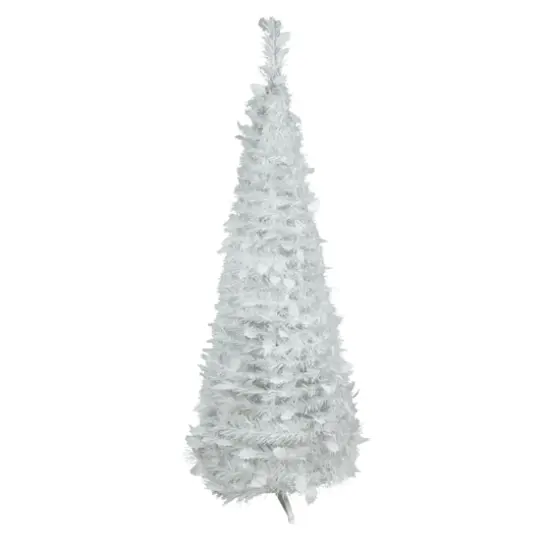 6ft. Unit White Tinsel Pop-Up Artificial Christmas Tree {1}