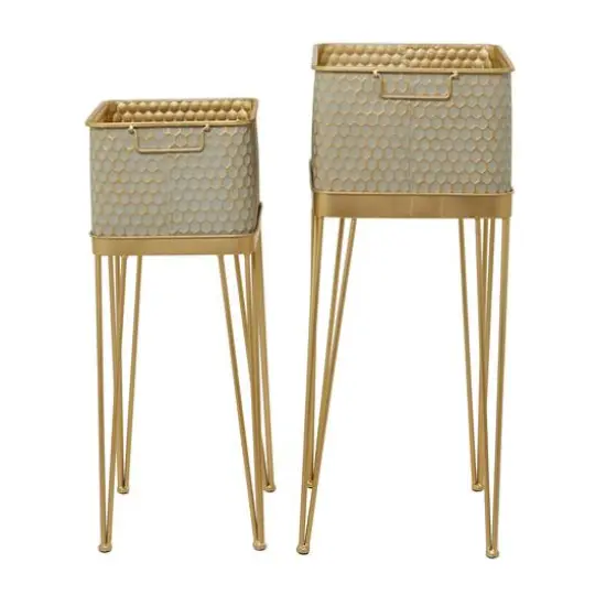 Gold Modern Planter, Set of 2" 30", 27" {3}