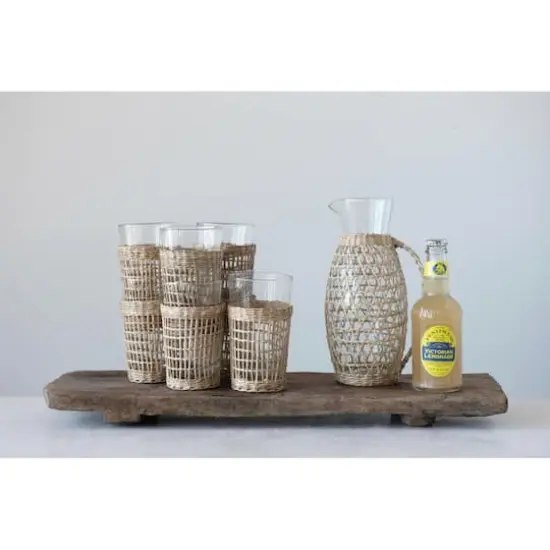 Hello Honey&reg; 9.5" Glass Pitcher with Seagrass Weave Jacket & Handle {3}